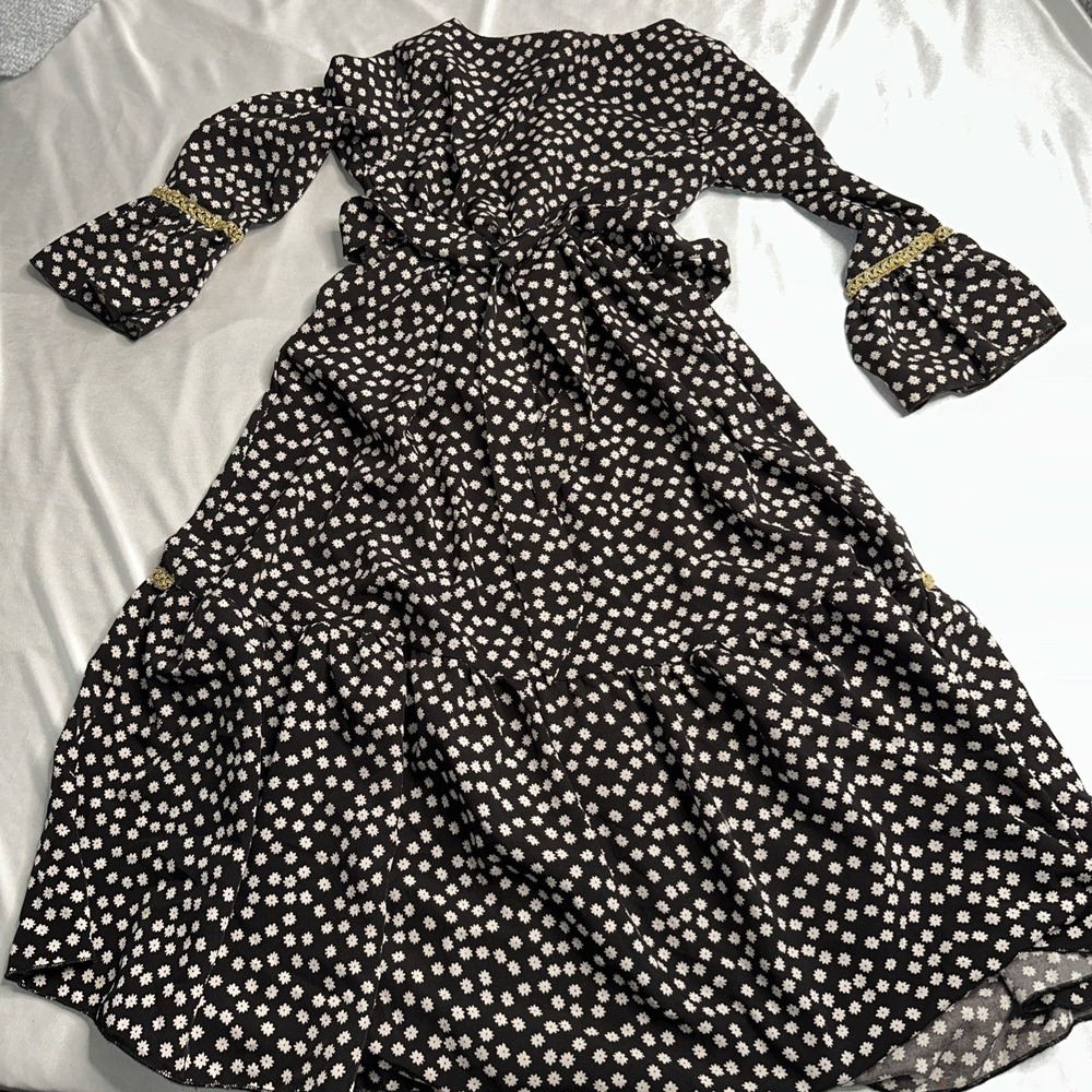 Vintage Wardhere Fashion Black Dress Size 4 Gem Buttons Belt - Picture 7 of 12